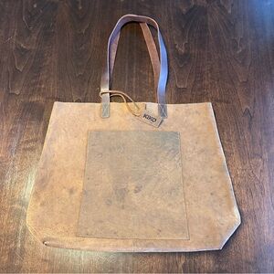 KIKO Tan Suede Tote with Front Pocket